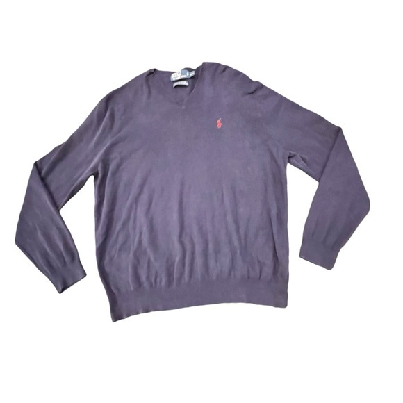 Polo Ralph Lauren V Neck Thin Sweater Long Sleeve Mens XXL Navy Blue Pima Cotton - Picture 1 of 12